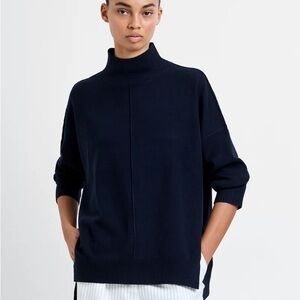 French Connection Babysoft High Neck Center Seam Midnight Black Large Sweater